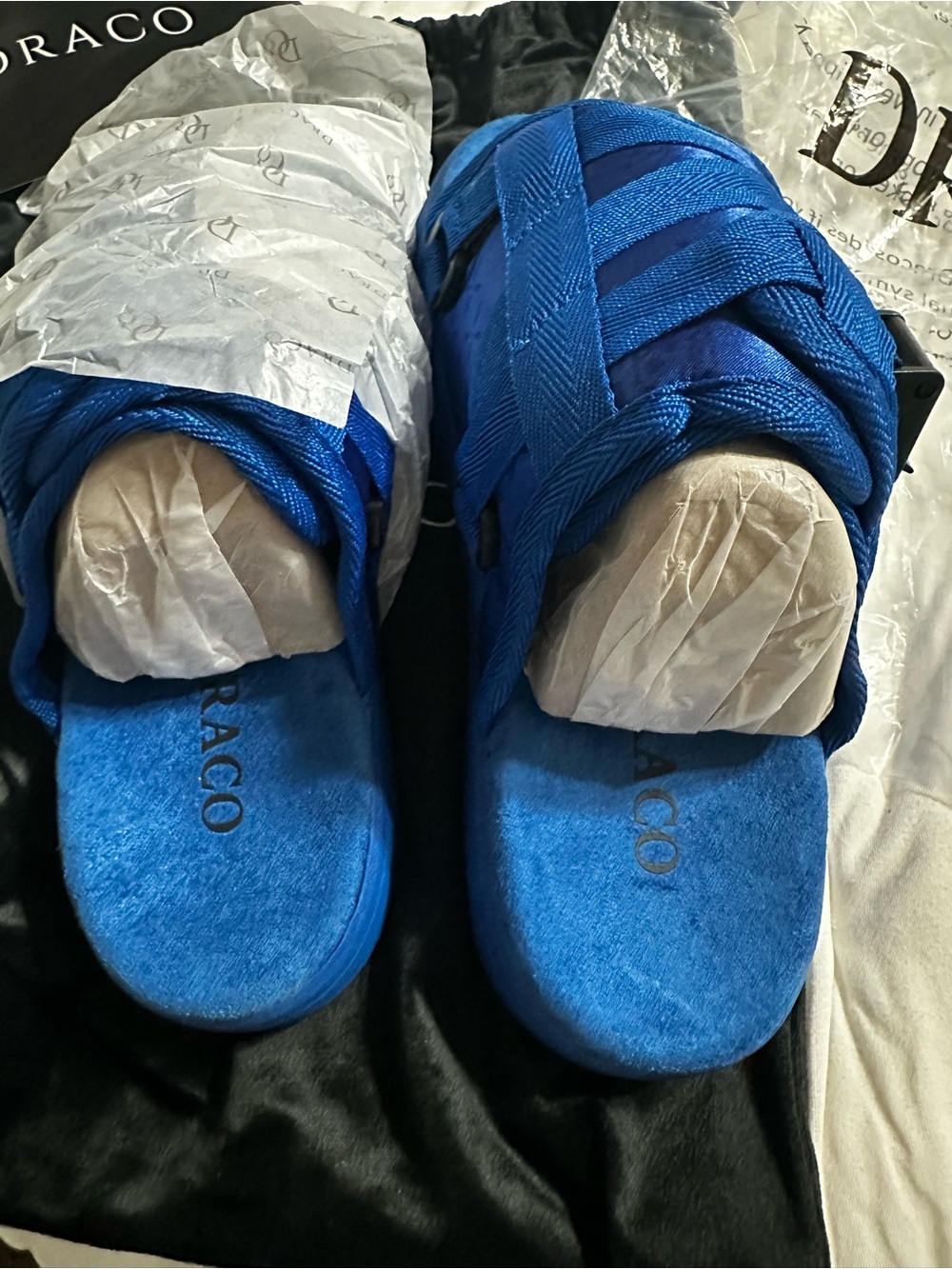Draco Men’s Royal Satin Blue Slide Sandals